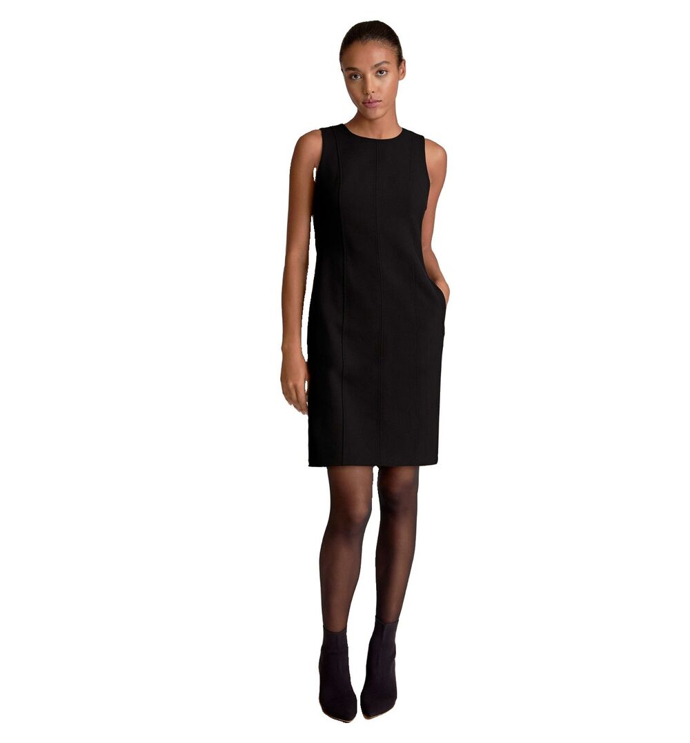 MM Lafleur Sheath Dress Black Pockets Unlined Capsule Wardrobe Office Size 12